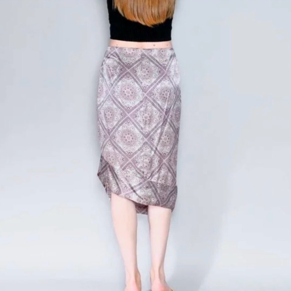 Zimmermann Silk Print Faux Wrap Skirt Size 1 | Light Blue Lavender - Picture 5 of 9